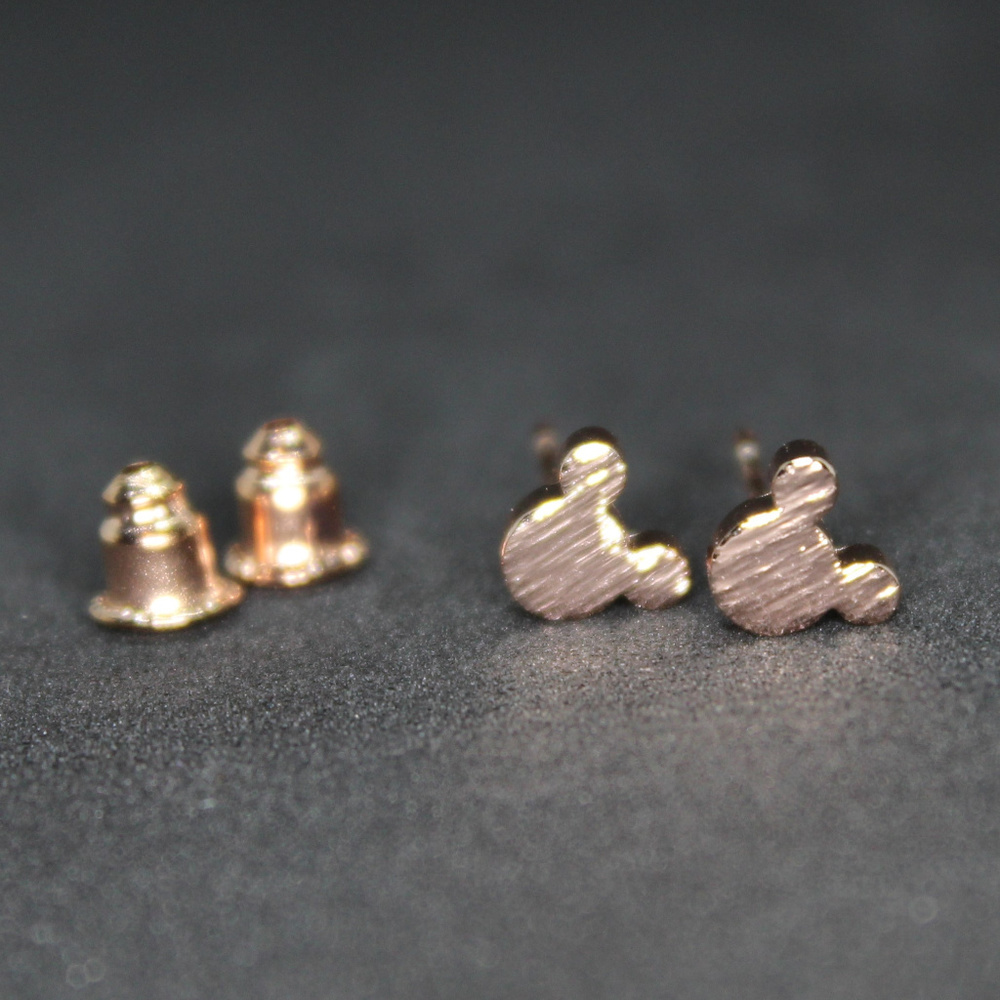 Tiny Rose Gold-tone Mickey Mouse Stud Earrings